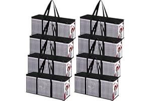 QTLCOHD 8 Pack DVD Storage Bags, Black Media Organizer Bag for DVDs, CDs, Blu Ray Disc, Video Game Disks, Movie Cases, VHS Bo