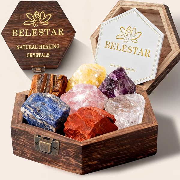 Amazon.com: BELESTAR 7 Chakra Healing Crystals Set - Large Raw