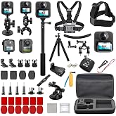 60-in-1 Accessories Kit Compatible with GoPro Max 2 with 70m Waterproof Housing Case, Tempered Glass Screen Protector, Floaty Bobber Grip, Large Carrying Case, Mounts Chest/Head/Handlebar (Max 2)