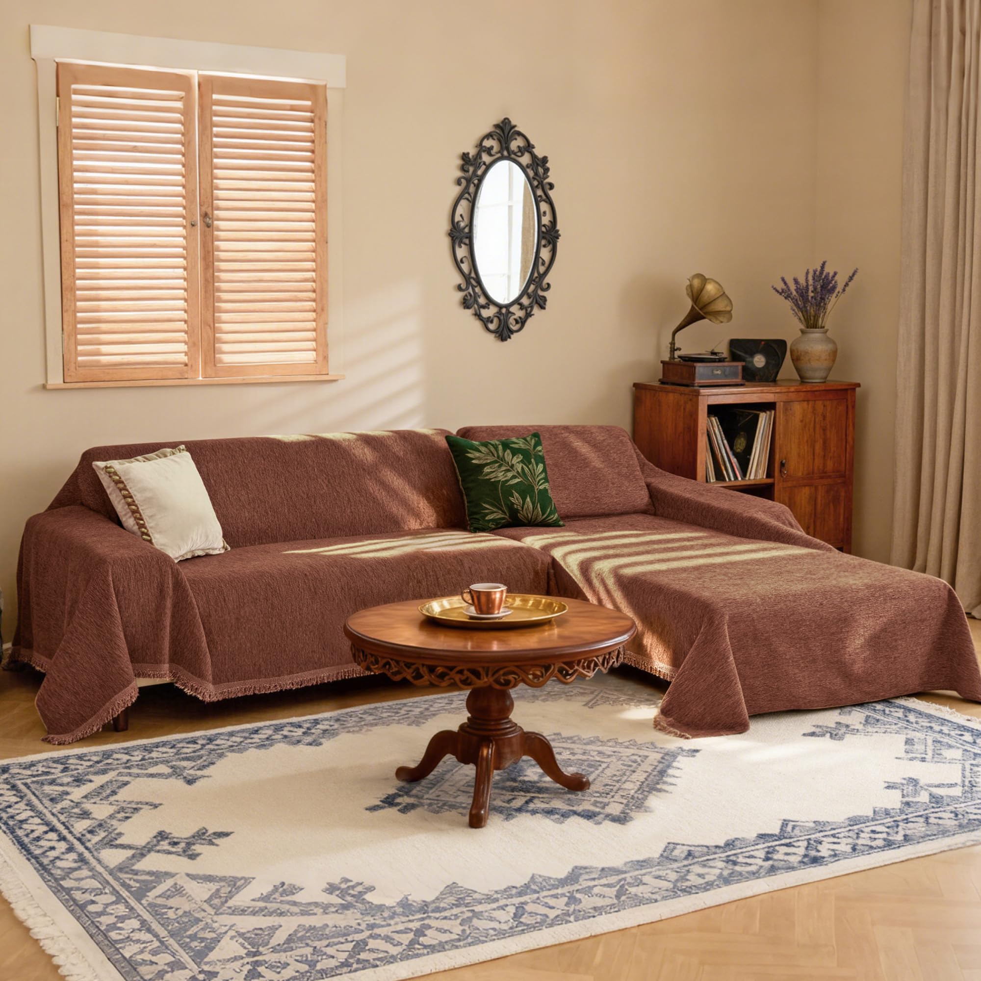 Condition photo showing New/Like New for mysky home couch cover for sectional sofa, 2 pieces chenille couch covers for l shape sofa cover, fu