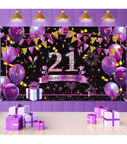 21st Birthday Party Decorations Kit - Banner, Swirls, Sash, Black & Gold Theme - View #9