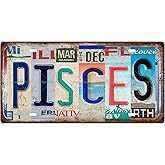 PISCES - Zodiac Sign Vintage Metal Tin Sign, License Plate, Home Decor, Room Decor, Wall Decor, Bathroom Decor, Bar Decor, Cafe Decor, Garage Decor, 12 x 6 Inch