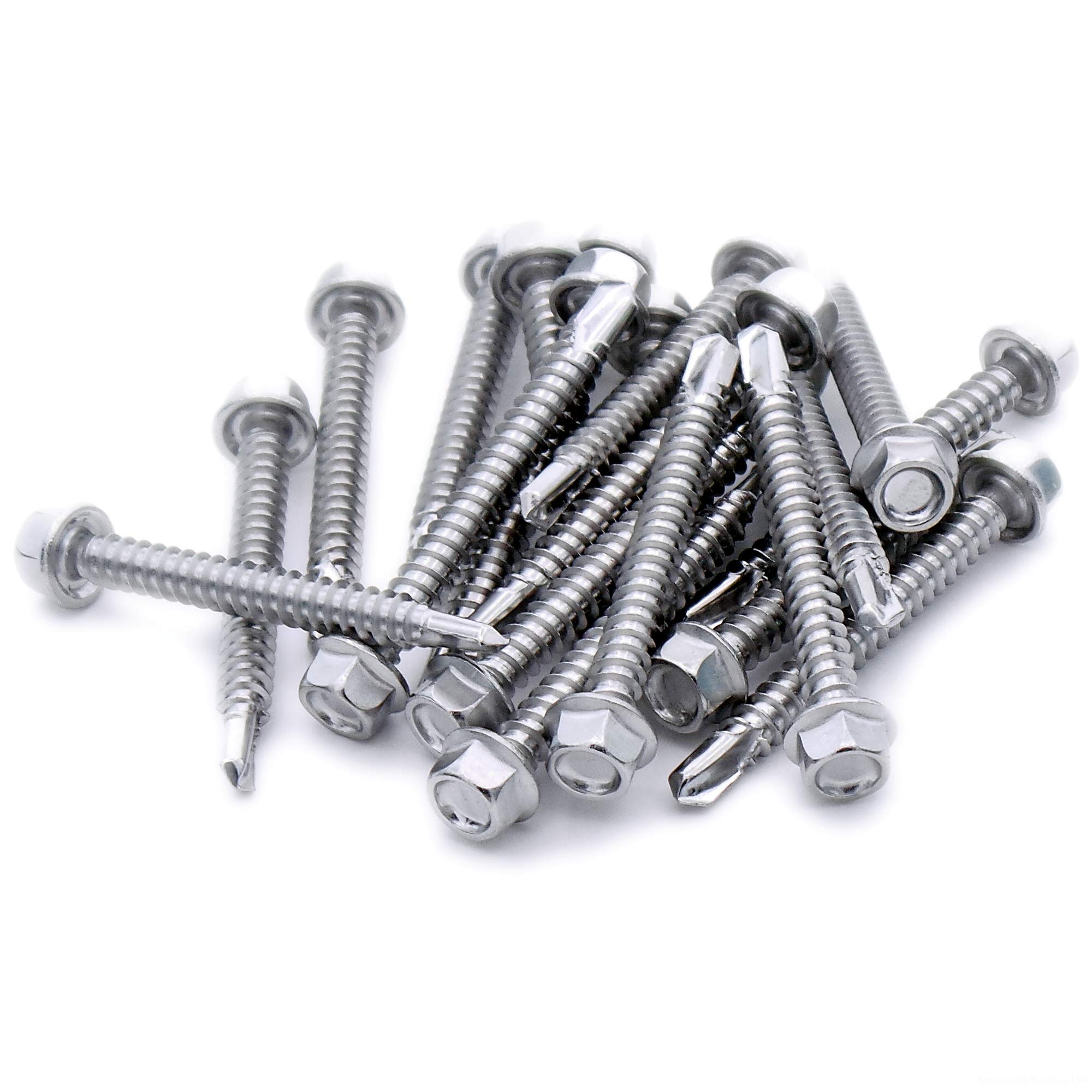 No.12 x 1.3 (5.5mm x 32mm) Hex Self-Drilling Screw (Flanged) - Stainless Steel (A2) (Pack of 20)