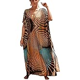 NFVNKJ Women's Plus Size Beach Lounge Kaftan Maxi Dress Swimsuit Coverup for Women