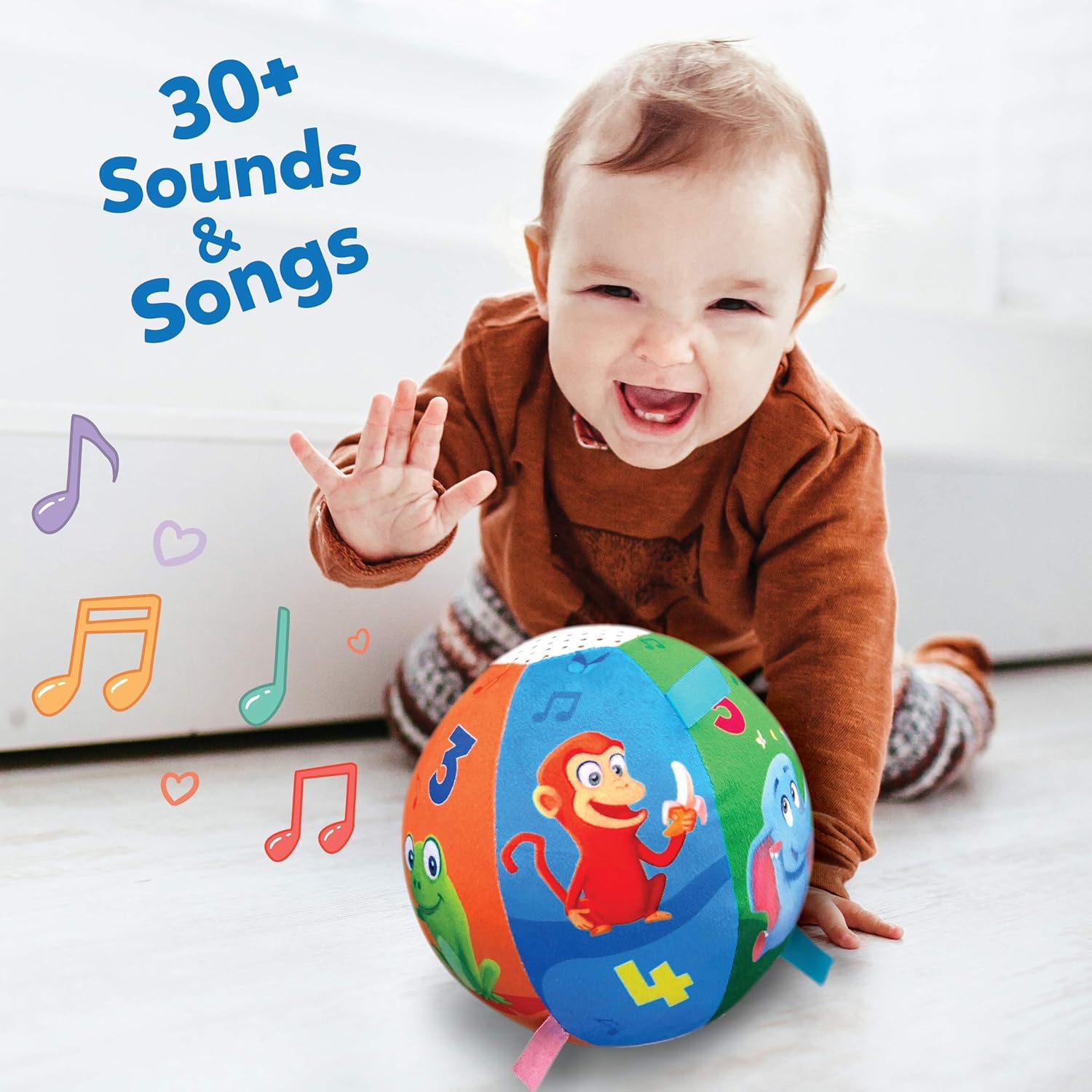Move2Play Interactive Animal Sounds Crawl Ball Toy for Babies and Toddlers, Baby Ball for Ages 6 Months to 1, 2 Year Old boy and Girls: Toys & Games