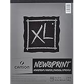 Canson XL Series Newsprint Paper, Foldover Pad, 9x12 inches, 100 Sheets (30lb/49g) - Artist Paper for Adults and Students