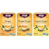 Yogi Tea - Ginger Tea Variety Pack Sampler (3 Pack) - Includes Ginger, Mango Ginger, and Lemon Ginger Teas - Supports Healthy