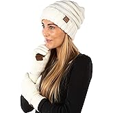 Funky Junque Winter Hat and Gloves for Women – Oversized Winter Hat & Gloves, Cozy Knit Slouchy Beanie Set for Cold Weather