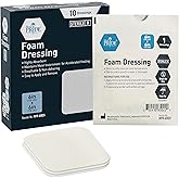 MED PRIDE Sterile Non-Adhesive Foam Wound Dressings, Highly Absorbent, Soft, Waterproof, Flexible for Hard Areas (6X6 Inch (Pack of 10))