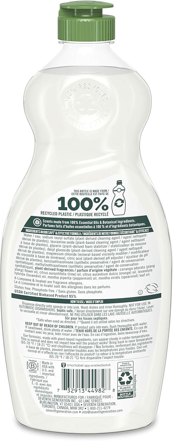Seventh Generation, Dish Liquid Lavender, 19 Fl Ounce (Pack of 6): Health & Personal Care
