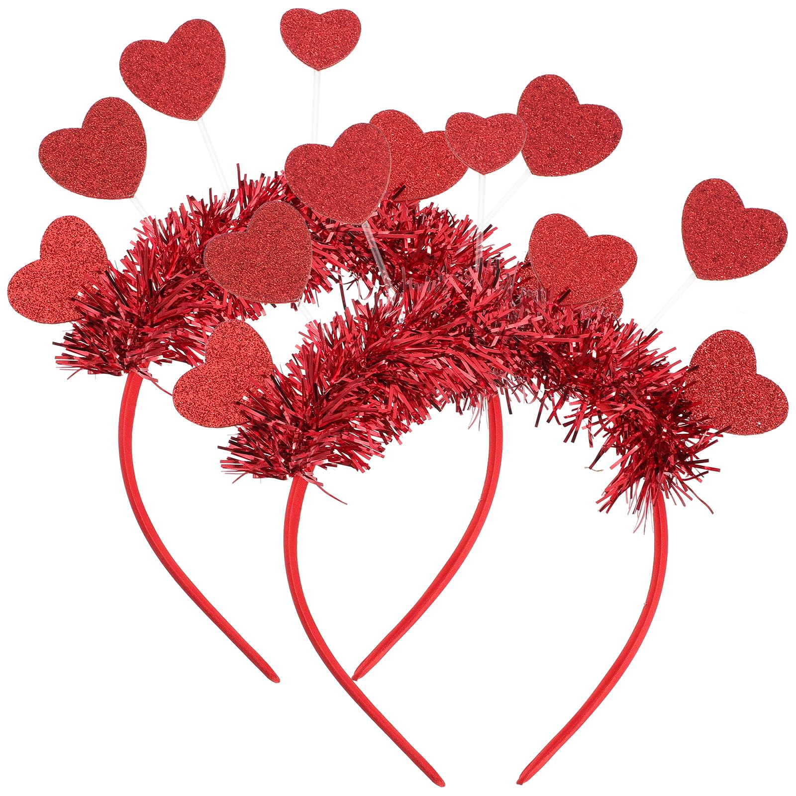 SOLUSTRE Red Heart Headband 2 Pieces Love Heart Antenna Headbands Glitter Love Headband Love Shaped Headband Valentine's Day Party Hair For Holiday