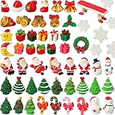 Barydat 100 Pcs Christmas Miniature Figurines Bulk Mini Crafts Resin Santa Claus Snowman Ornaments Kit for DIY Christmas Snow Globes Garden Decoration(Gift Box Style)