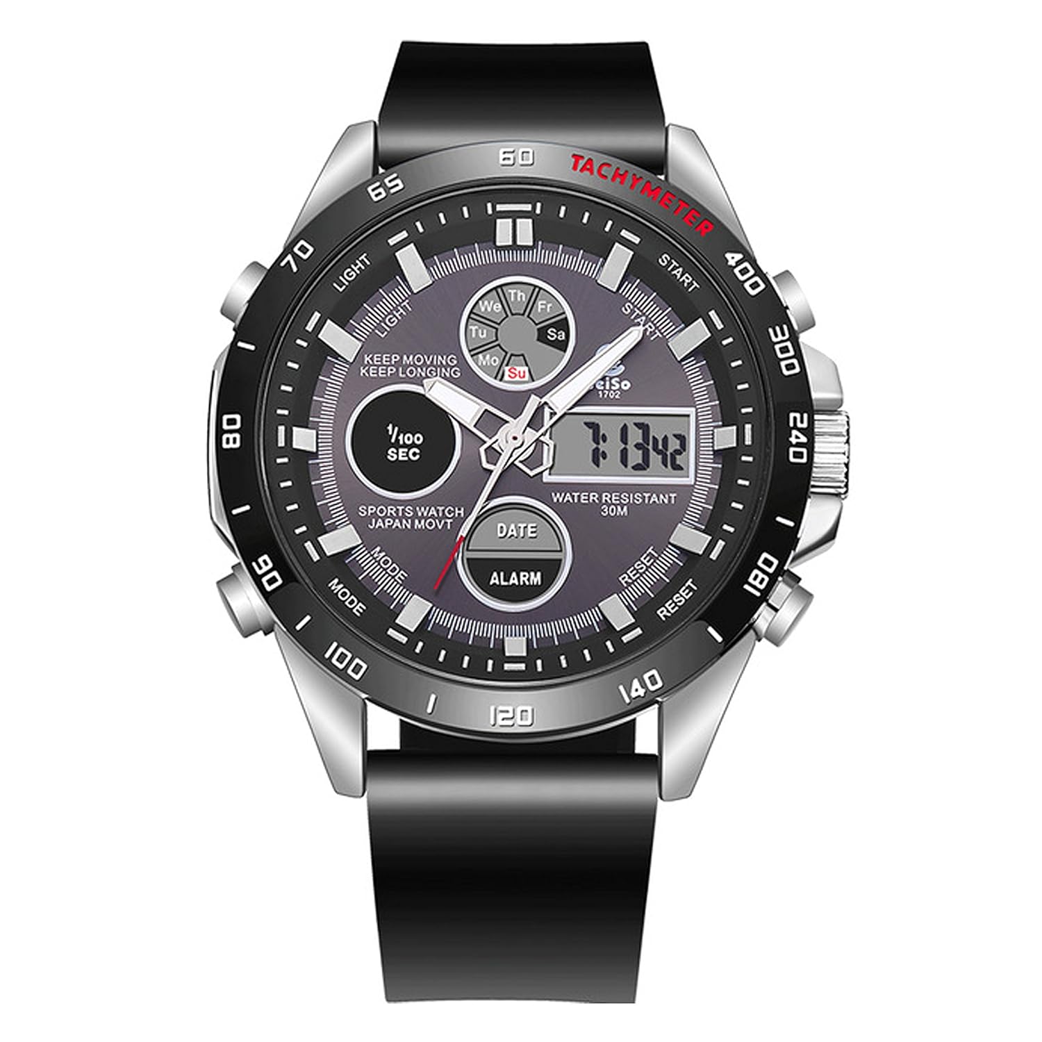 2020正規激安 Jeiso Big Faceメンズのスポーツ腕時計 防水時計 ミリタリー多機能led日付クロノグラフソフトレザーバンド腕時計 Elバックライト ブラック B079ktgqxvブラック Seminario Ekosbrasil Org