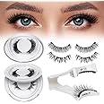 QUEWEL Magnetic Eyelashes with Applicator 2 Pair Reusable Magnetic Eyelashes No Glue Needed Magnetic Eyelashes Cat Eye Natural Look Magnetic Lashes Kit Easy to Wear and Remove(Magnetic Eyelashes-A03)