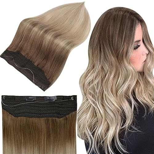 Full Shine Halo Extensions 14 Inch Brazilian Hair Balayage Color