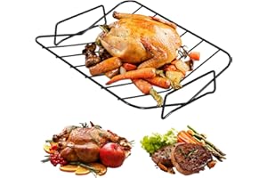 AIHSUMC Turkey Roasting Rack, V-shaped Racks for Grilling and Smoking, 13"×10" Carbon Steel Turkey Roaster Racks Nonstick Cooking Rack for Roasting Pan Oven Induction BBQs Smoker
