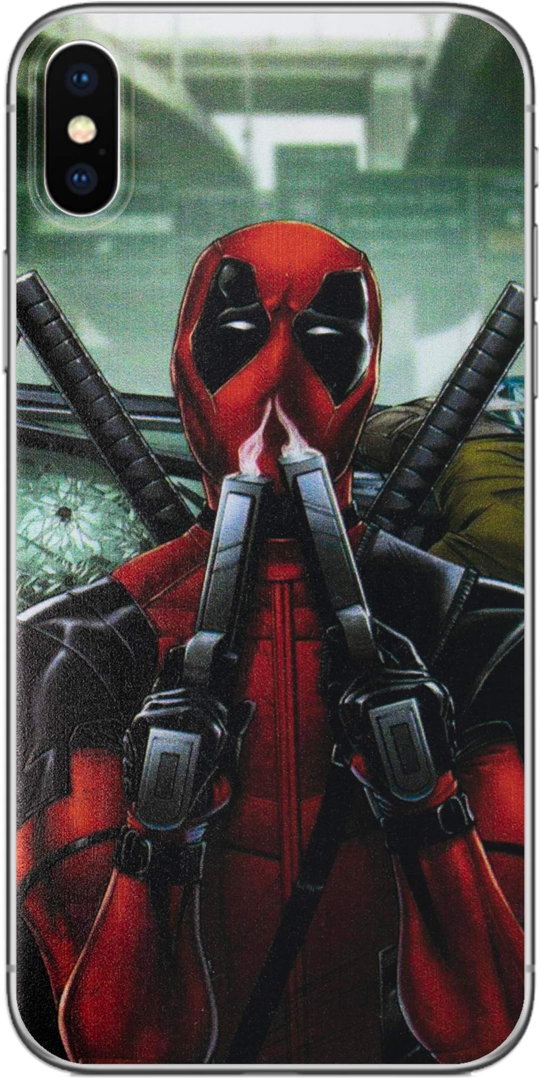 I-CHOOSE LIMITED Deadpool Case Phone Cover for Apple iPhone X/10 with Screen Protector/Gel/TPU/Sniffing Guns