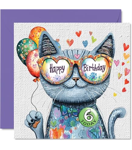 Old English Co. Geburtstagskarte Zum 6. Geburtstag – Ballerina-Prinzessin Design, 150x150 Mm, Mit Umschlag