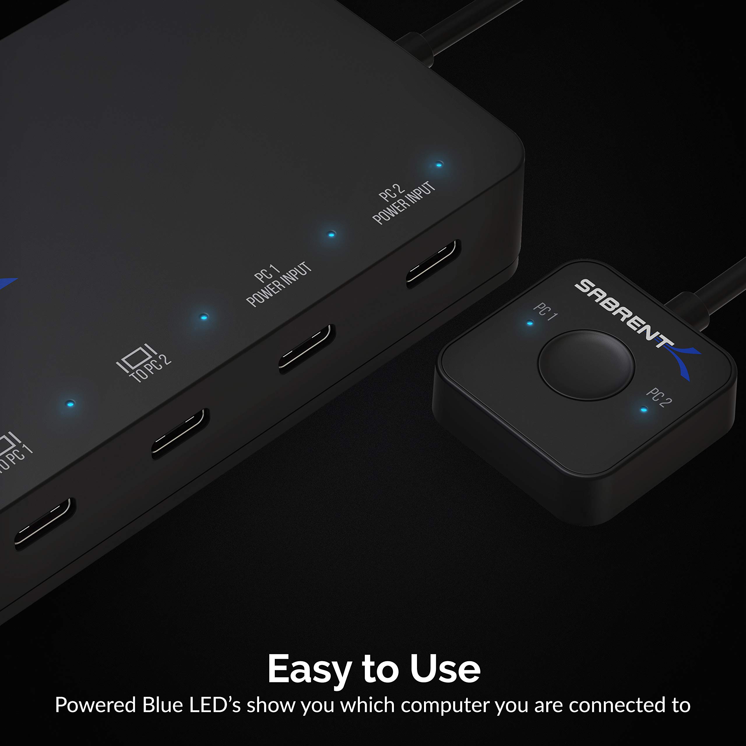 SABRENT 2 Port USB Type C KVM Switch with 60 Watt Power Delivery Option (USB KCPD)