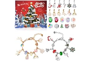 Surcotto Christmas Advent Calendar Bracelets 2025 for Girls, 24 Days DIY Christmas&Unicorn Jewelry Making Kit with 22 Charm Beads and 2 Adjustable Bracelets, Christmas Gifts for Girls