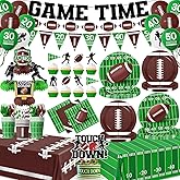 192Pcs Football Party Decorations - Football Themed Plates and Napkins Tablecloths Banner Sport Gameday Tailgate Tableware & Balloons Birthday Party Supplies