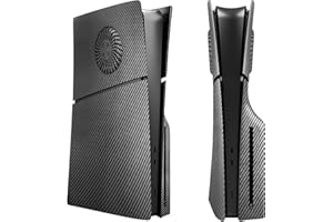 Hzxkqmil Cover Plates Faceplate for PS5 Slim Console, Replacement Side Shell Panels Face Plate with Cooling Vents ABS Anti-Scratch Accessories for PS5 Slim Disc Edition (Carbon Fibre Black)