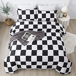 Andency Black White Plaid Comforter