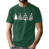 Christmas Shirt Men Merry Christmas Tree Tshirt Xmas Party Casual Holiday Short Sleeve Tee Top