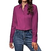 Gleeivy Button Down Shirts for Women Classic Fit Dress Shirt Work Business Casual Long Sleeve Blouse Tops