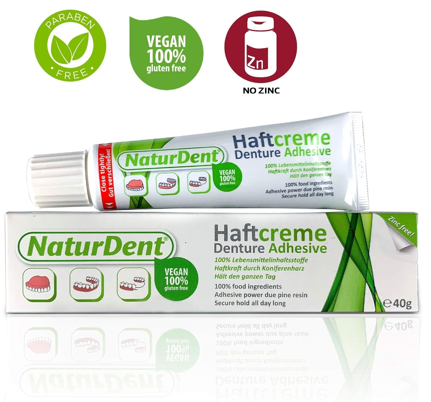 Natural Strong Waterproof Denture Adhesive | Holds Dentures Longer and Stronger | NO Yucky Taste NO Zinc NO Paraben | Smile and Eat with Confidence Great Present for Anyone with Full Partial Dentures : Beauty
