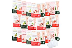 Swiffen 48 Pcs Fruits Foot Mask Bulk Hydrating Moisturizing Socks Feet Peeling Mask for Dry Cracked Aloe Foot Care for Spa Day Kit Beauty Relaxation Gift for Women