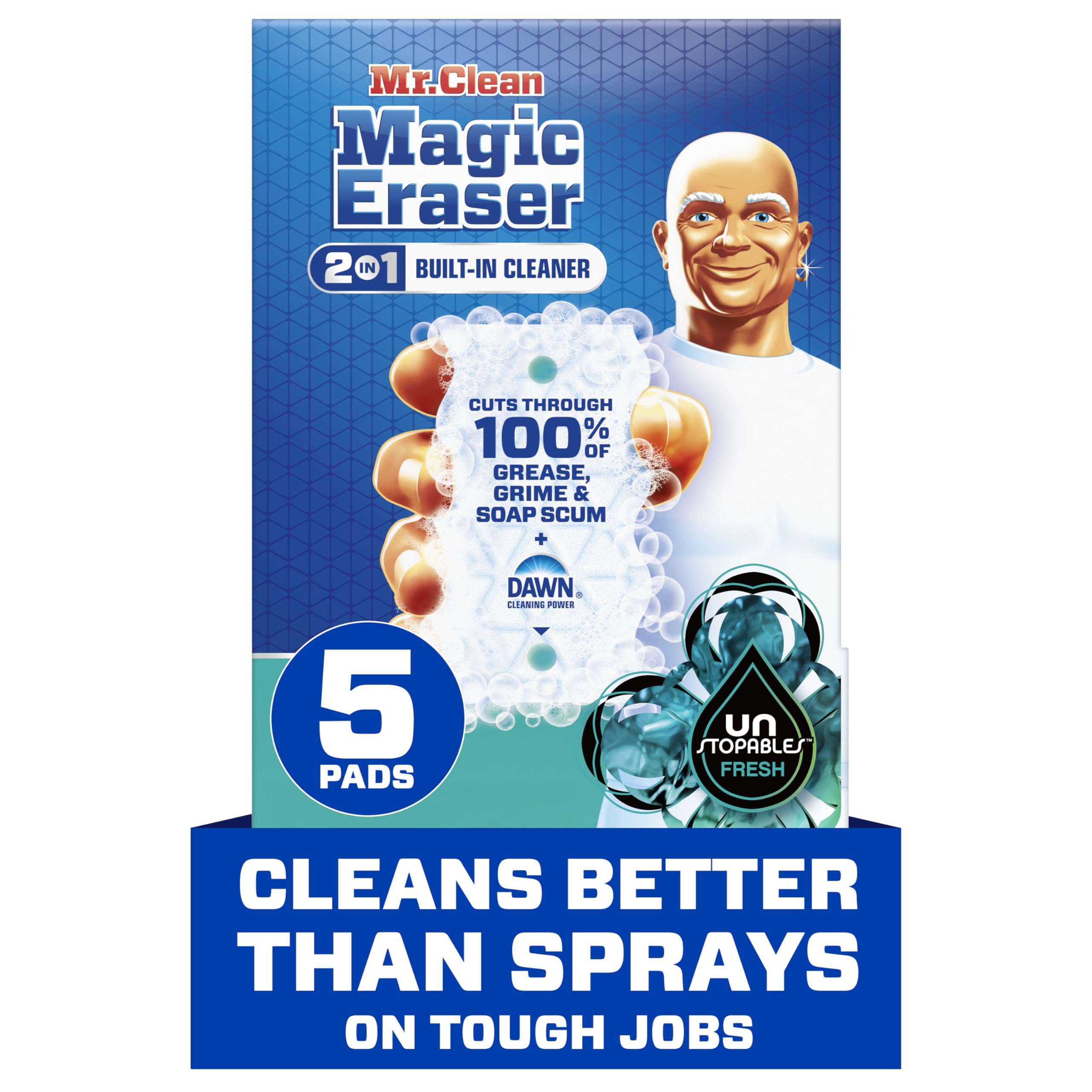 Photo 1 of Mr. Clean Magic Eraser Foaming Sponge, All Purpose Cleaner, Dawn Cleaning Power, Ultra Foamy, 5ct
