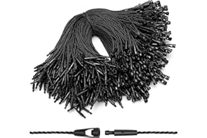 EUSOAR String for Tags, 6.1" 500Pcs Nylon Gift Garment Price Hanging Tag Ropes Snap Lock Pin Loop Fastener Hook Ties Fast to Attach for Present Clothing Shoes Luggage Labels-Black