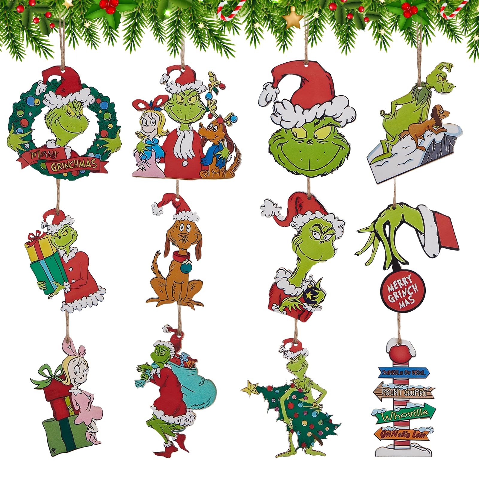 Photo 1 of 24pcs Christmas Tree Decorations, Cute Unique Wooden Christmas Hangings Ornaments for Christmas Tree Topper, 2024 New XmasTree Decor Gift for Christmas Tree Indoors Home
