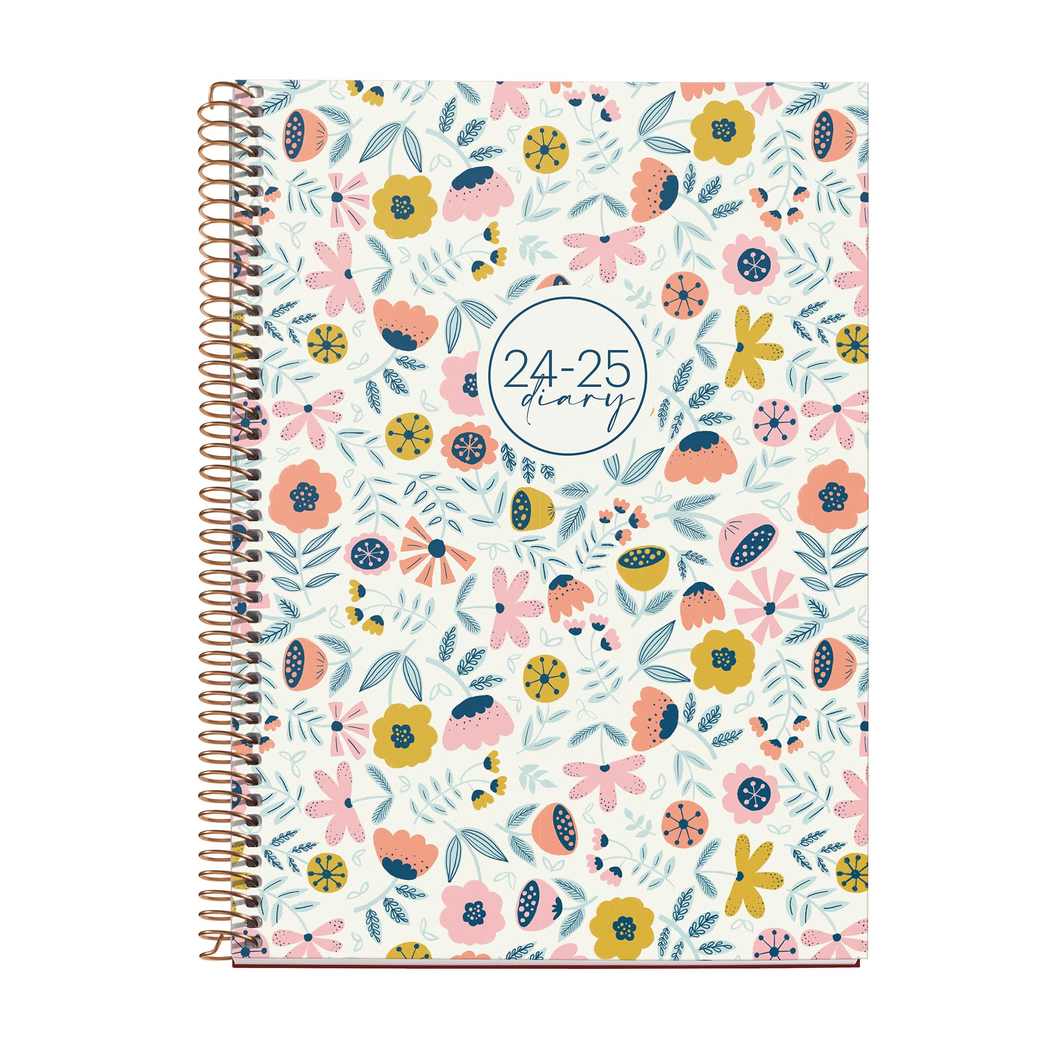 Miquelrius - Diary 18 Months 24-25, July 2024 to December 2025, Plus Size 155 x 213 mm, Week View, Copper Metal Spiral, Lined Cardboard Cover, Spanish, English and Portuguese, Wild
