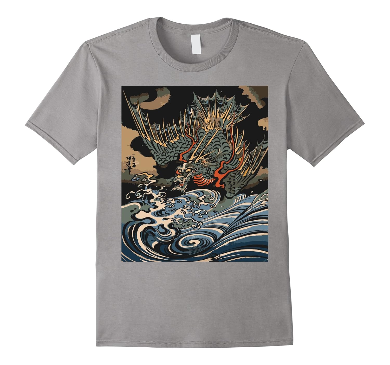 Antique Ocean Waves Tattoo Japanese Dragon T Shirt-Art – Artvinatee
