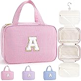 TOPEAST Valentines Day Gifts for Kids Women Her - 8 9 10 11 12 13 14 15 16 17 Year Old Girls Birthday Gifts, Initial Hanging Toiletry Bag & Makeup Bag, Travel Cruise Essentials, Pink A