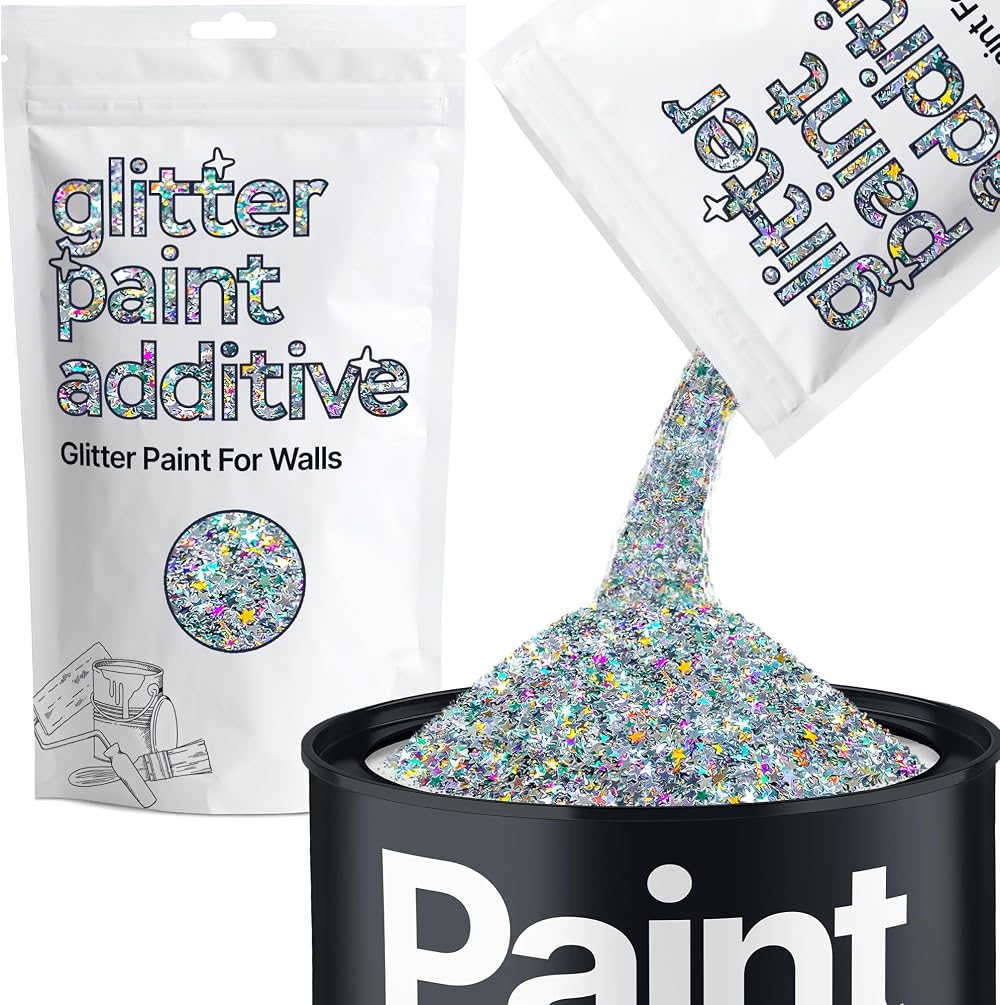 Hemway Silver Holographic Stars Glitter Paint Additive 100g