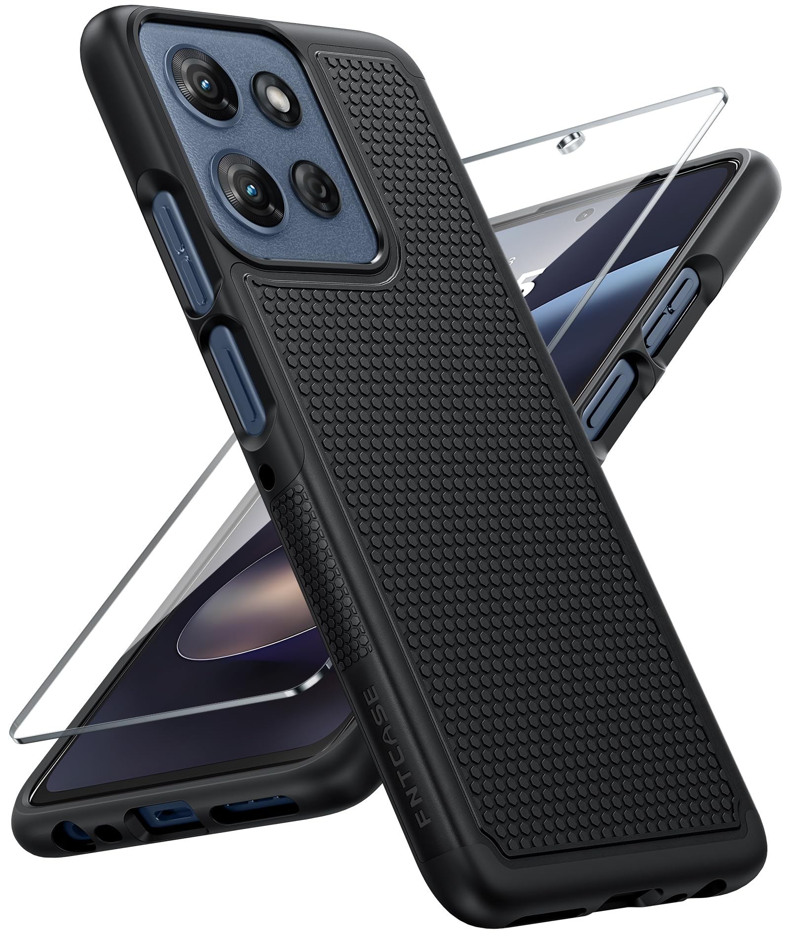 Photo 1 of FNTCASE for Moto G-2026/2025 Phone Case: Moto G Play 2026/Moto G Power 2025 Case with Screen Protector Dual Layer Military Drop Protection Heavy Duty Shockproof Rugged Non Slip Cell Phone Cover, Black