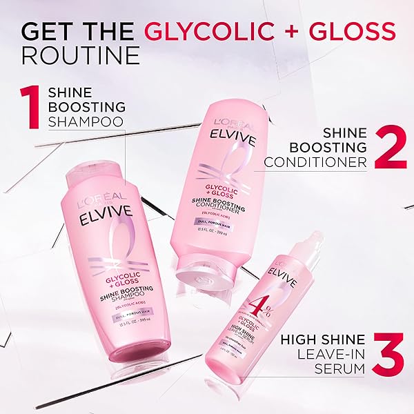 L’OREAL PARIS ELVIVE GLYCOLIC + GLOSS SHINE BOOSTING SHAMPOO, CLEANSES AND SMOOTHS DULL, POROUS HAIR INTO HIGH-SHINE, GLOSSY HAIR, 28 FL OZ