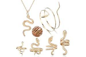 FASACCO Snake Jewelry Snake Bracelet Snake Arm Cuff Snake Rings Snake Necklcace Set Snake Accessories Snake Jewelry for Women