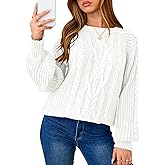 LOMON Oversized Sweaters for Women Long Sleeve Chunky Cable Knit Casual Crew Neck Pullover Sweater S-XXL