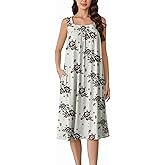 Lesserwing Long Sleeveless Nightgowns for Women Victorian Nightdress Embroidery Ladies Gowns with Pockets