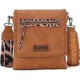Montana West Crossbody Bags for Women with Dual Compartments Western Cross Body Purse with Leopard Print Guitar Strap