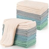 Buryeah 20 Pack Muslin Burp Cloths, 100% Cotton for Baby, Aqua | 6-layer Cloths, 20 x 10 In, Soft and Absorbent for Baby Boy and Girl, Bulk Pack for Drooling, Feeding and Spit up