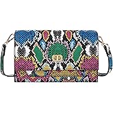 CLARA Women Fashion Snakeskin Pattern Clutch Handbag Envelope Bag Chain Shoulder Bag Evening Party Bag