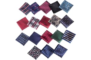 Hanlintk 18Pcs Pocket Squares for Men,Silk Handkerchiefs Suitable for pairing with men's suit jackets,Ideal for Wedding Party
