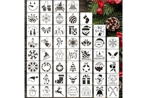 CH HAICHENG 50 PCS Christmas Painting Stencils Reusable Christmas Stencils for Painting on Wood Rocks Canvas Fabric Glass Pottery 3x3 Inch