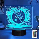 YuanDian Hockey Player Night Light, 3D LED Illusion Lamp with 16 Colors, USB & Battery Powered, Touch Control & Remote, Ice Hockey Gifts