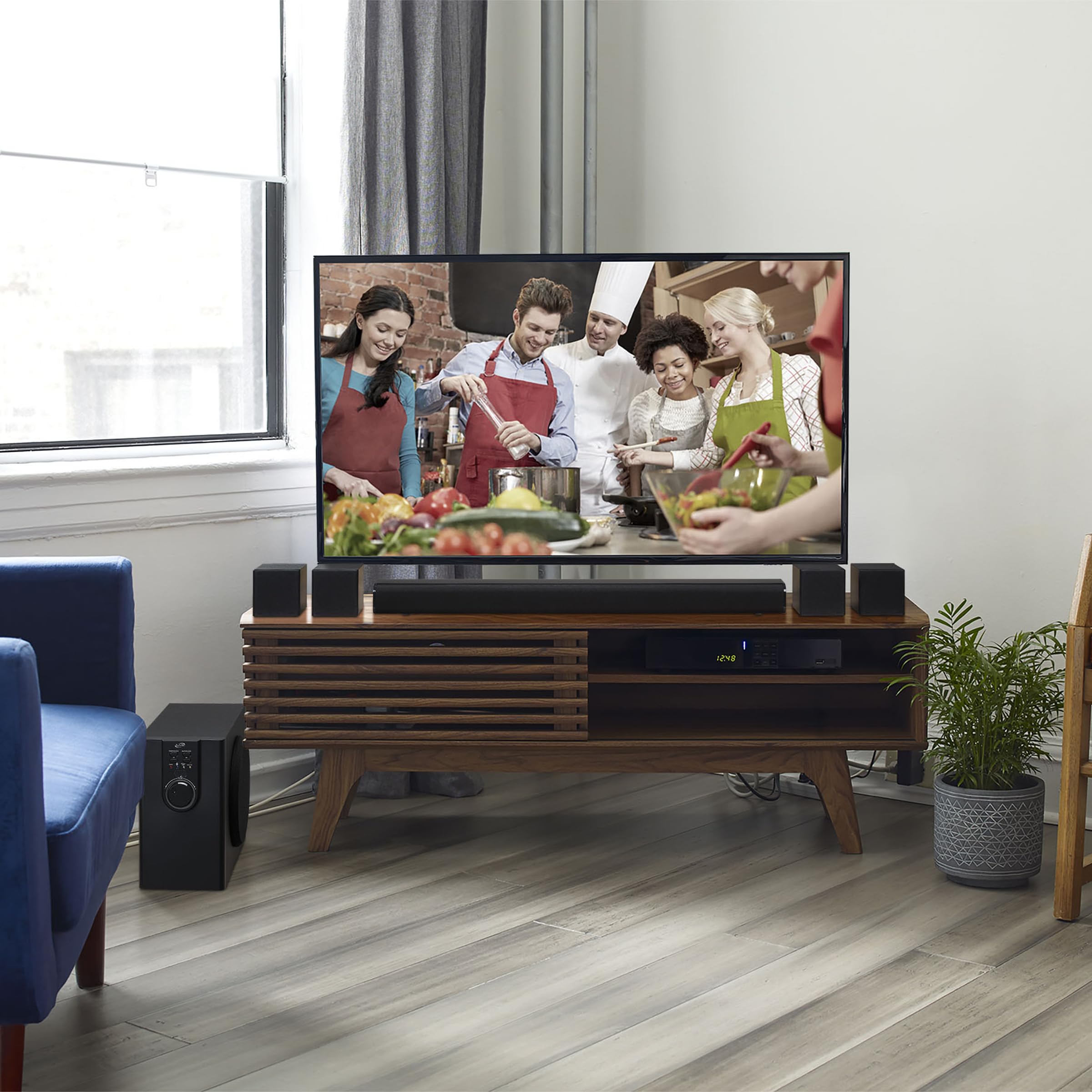 iLive Electronics 5.1 Home Theater System with Bluetooth, 6 Surround Speakers, Wall Mountable, Includes Remote, Black (IHTB159B)